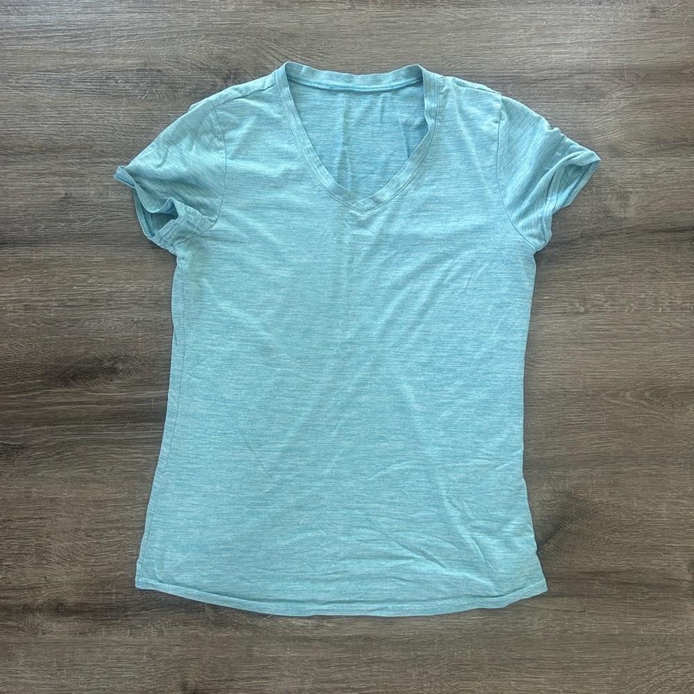 Light Blue V-Neck Women's Top